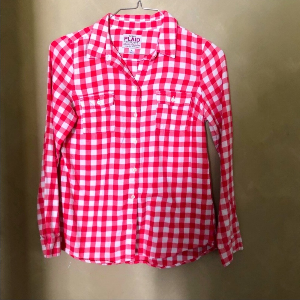 Old navy vintage red plaid button down shirt